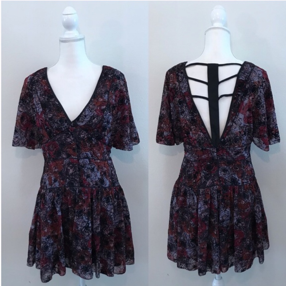 Free People Floral Caged Back Dress